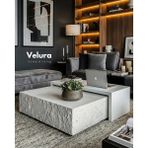 Velura Home & Living Nora Orta Sehpa - Beyaz Taş & Beyaz Ahşap - Beyaz-Beyaz