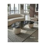 Velura Home & Living Orta Sehpa & Modern Küre Sehpa & Bohem Top Sehpa - Füme Camlı Krem