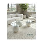 Velura Home & Living Top Sehpa & Şeffaf Fasülye Cam Küre Orta Sehpa - Kırık Beyaz