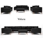 Velura Home & Living Zeri 3+3+3 Yataklı Puzzle Modüler U Köşe Koltuk Takımı & Puflu Köşe Takımı - Siyah 111
