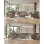 Velura Home & Living Zeri 3+3+3 Yataklı Puzzle Modüler U Köşe Koltuk Takımı & Puflu Köşe Takımı - Sütlü Kahve 160