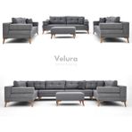 Velura Home & Living Zeri Modüler Yataklı 3 Adet Üçlü Kanepe & 3'lü Koltuk (3+3+3) - Koyu Gri