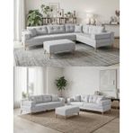 Velura Home & Living Zeri Modüler Yataklı Koltuk Takımı & 2 Adet Üçlü Kanepe & Köşe Takımı (3+3) - Açık Gri - 102