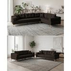 Velura Home & Living Zeri Modüler Yataklı Koltuk Takımı & 2 Adet Üçlü Kanepe & Köşe Takımı (3+3) - Koyu Kahve - 169