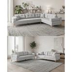 Velura Home & Living Zeri (Pufsuz) 3+3 Yataklı Modüler Koltuk Takımı & 2 Adet Üçlü Kanepe - Açık Gri - 102 - Zeri Pufsuz Koltuk Takımı
