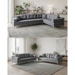 Velura Home & Living Zeri (Pufsuz) 3+3 Yataklı Modüler Koltuk Takımı & 2 Adet Üçlü Kanepe - Koyu Gri - 106 - Zeri Pufsuz Koltuk Takımı