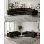 Velura Home & Living Zeri (Pufsuz) 3+3 Yataklı Modüler Koltuk Takımı & 2 Adet Üçlü Kanepe - Koyu Kahve - 169 - Zeri Pufsuz Koltuk Takımı