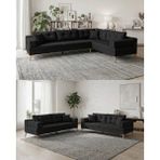 Velura Home & Living Zeri (Pufsuz) 3+3 Yataklı Modüler Koltuk Takımı & 2 Adet Üçlü Kanepe - Siyah - 124 - Zeri Pufsuz Koltuk Takımı