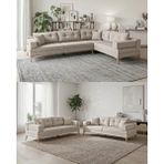 Velura Home & Living Zeri (Pufsuz) Yataklı Puzzle Modüler Köşe Koltuk Takımı & Köşe Takımı - Krem - 146 - Zeri Köşe Takımı - Pufsuz