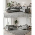 Velura Home & Living Zeri Yataklı Puzzle Modüler Köşe Koltuk Takımı & Köşe Takımı & Keten Koltuk Takımı - Gri - 104
