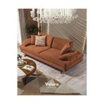 Velura Home Sultan Sırt Mekanizmalı Ve Bazalı 3 Adet Üçlü Kanepe ve 3'lü Koltuk (3+3+3) - Kiremit Turuncu