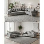 Velura Home Zeri (pufsuz) 3+3 Yataklı Modüler Koltuk Takımı ve 2 Adet Üçlü Kanepe - Gri - 104