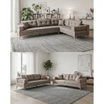 Velura Home Zeri (pufsuz) 3+3 Yataklı Modüler Koltuk Takımı ve 2 Adet Üçlü Kanepe - Kahve - 160 Kahverengi