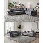 Velura Home Zeri (pufsuz) 3+3 Yataklı Modüler Koltuk Takımı ve 2 Adet Üçlü Kanepe - Koyu Gri - 106