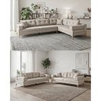 Velura Home Zeri (pufsuz) 3+3 Yataklı Modüler Koltuk Takımı ve 2 Adet Üçlü Kanepe - Krem - 146