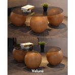 Velura Küre Fiber Meşe Orta Sehpa - Füme Cam