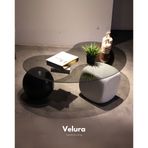 Velura Küre Orta Sehpa - 1 Siyah Top & 1Ceviz Top & 1 Beyaz Zar - Fasulye - Füme Cam