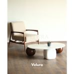 Velura Küre Orta Sehpa - 2 Ceviz Top & 1 Beyaz Zar - Fasulye - Beyaz Mdf