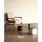 Velura Küre Orta Sehpa - 2 Ceviz Top & 1 Beyaz Zar - Üçgen - Ceviz Mdf