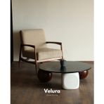 Velura Küre Orta Sehpa - 2 Ceviz Top & 1 Beyaz Zar - Yuvarlak - Siyah Mdf