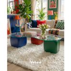 Velura Küre Orta Sehpa - 3 Zar (Renkli) - Fasulye - Şeffaf Cam