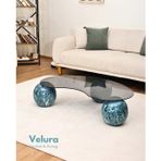 Velura Küre Orta Sehpa - Ocean - Fasulye - Füme Cam