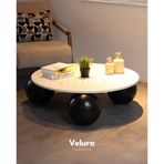 Velura Küre Orta Sehpa - Siyah Top - Yuvarlak- Beyaz Mdf