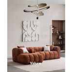 Velura Puffy Köşe Takımı - Kiremit