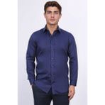 Velvarde Slim Fit Non-Iron Lacivert Gömlek - XL