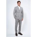Velvarde Slim Fit Sivri Yaka Kruvaze Çizgili Kahverengi Takım Elbise - 6 Drop - 54