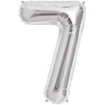 velvedi - 7 Rakamı Gümüş Folyo Balon 16 Inch 40 Cm