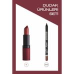 Velvet Matte Lipstick No: 16 ve Emily No: 208 Ruj ve Dudak Kalemi Seti - 16-208