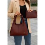 Velvet Rush Şık Tasarım Kabartmalı Omuz ve El Çantası - City Soft Bag - Bordo