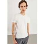 VENA Erkek Nick Beyaz V Yaka Slim Fit Basic Tişört