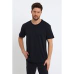 VENA Erkek Walker Bisiklet Yaka Slim Fit Tişört %100 Pamuk - Siyah