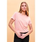 Vena Kadın Boyfriend Toz Pembe Bisiklet Yaka Regular Fit Modal T-Shirt (Lyocell)