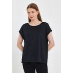Vena Kadın Cindy Siyah Bisiklet Yaka Regular Fit Basic Modal Tişört (Lyocell) - XS
