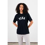 VENA Kadın Vena Jeans Siyah Baskılı Bisiklet Yaka Regular Fit Tişört