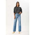 VENA Kadın Wanda Ekstra Yüksek Bel Med Blue Wide Leg Jean Pantolon %100 Pamuk - Med Blue
