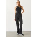 VENA Kadın Wanda Kemer Detaylı Black Wide Leg Jean Pantolon %100 Pamuk - Black