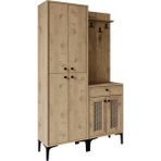 Venatto Paris Hasırlı Wood Portmanto - Meşe