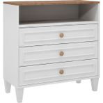 Venatto Smart Şifonyer 100% MDF 90x90x40 cm 3 Çekmeceli Beyaz - Meşe Renkli Modern Tasarım