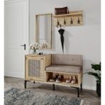 Venatto Trio Portmanto White (%100MDF) - Antik Meşe