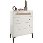 Venatto Trio White Hasırlı Şifonyer - Beyaz