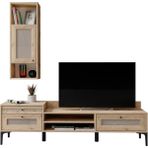 Venatto Trio Wood Hasırlı Tv Ünitesi - Meşe