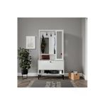 Venatto Valentin Wood Tarz Raflı,Aynalı Portmanto/Ayakkabılık/Vestiyer(%100Mdf) Beyaz
