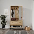 Venatto Valentino Wood Raflı,kapaklı,aynalı AYAKKABILIK/VESTİYER/PORTMANTO(MDF) - Lefkas Meşe