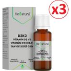 Venatura D3K2 Vitamin D3 Ve K2 Damla Takviye Edici Gıda 20 ml (3 Adet) Sıvı Form