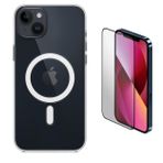 Vendas iPhone 14 Plus Magsafe Şarj Destekli Darbe Dirençli Fit Hard Silikon Cam Ekran Koruyucu Cep Telefonu Kılıfı