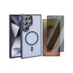Vendas Samsung Galaxy S24 Ultra Kılıf Magsafe Şarj Özellikli Mat Arka Yüzey Vendas Sio Kapak + Hayalet Ekran Koruyucu